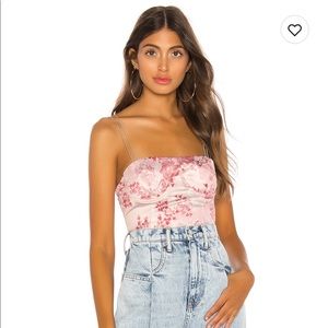 h:ours Monique bustier top in pink floral